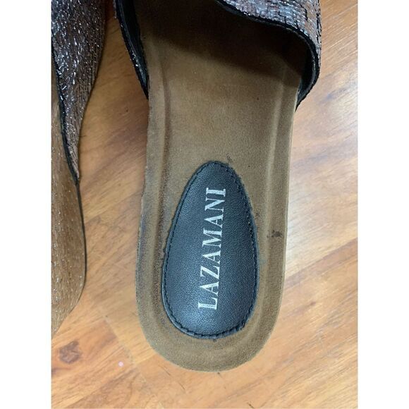 Lazamani Women's Silver Glitter Slip-On Platform Wedge Sandal Size 38 - Picture 5 of 8